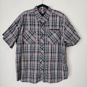 Harley Davidson Plaid Button Up Shirt Men XL Multicolor Short Sleeve Embroidered